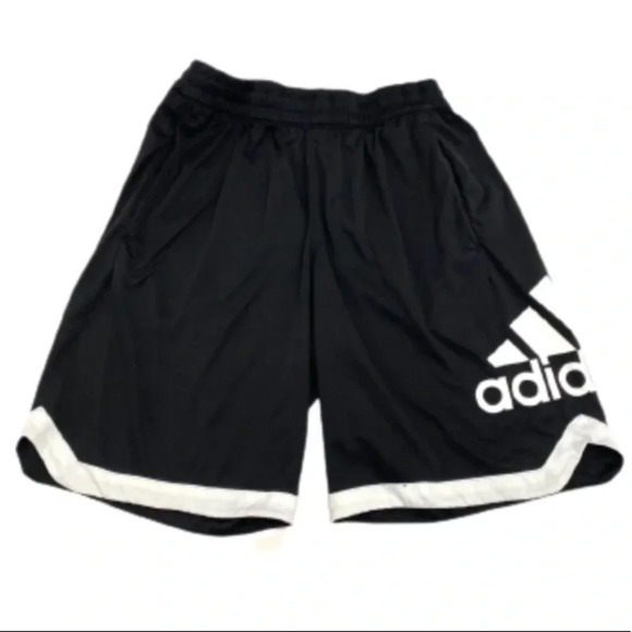 Adidas Big Logo Athletic Shorts  Black/White Size L Juniors Athleisure Sports L - Picture 2 of 7